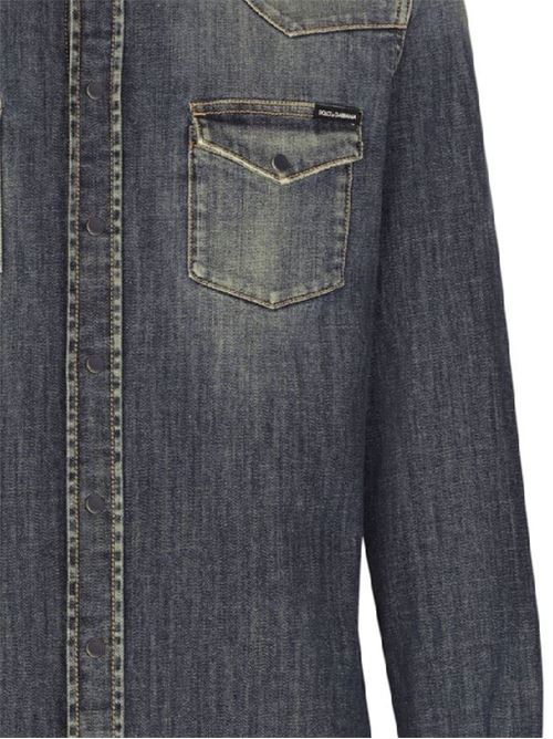 Grey stretch-cotton denim shirt DOLCE&GABBANA | G5JC8DG8GW9S9001